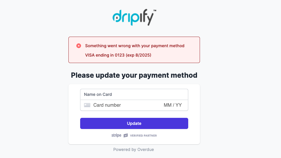 Failed Payment Form Example
